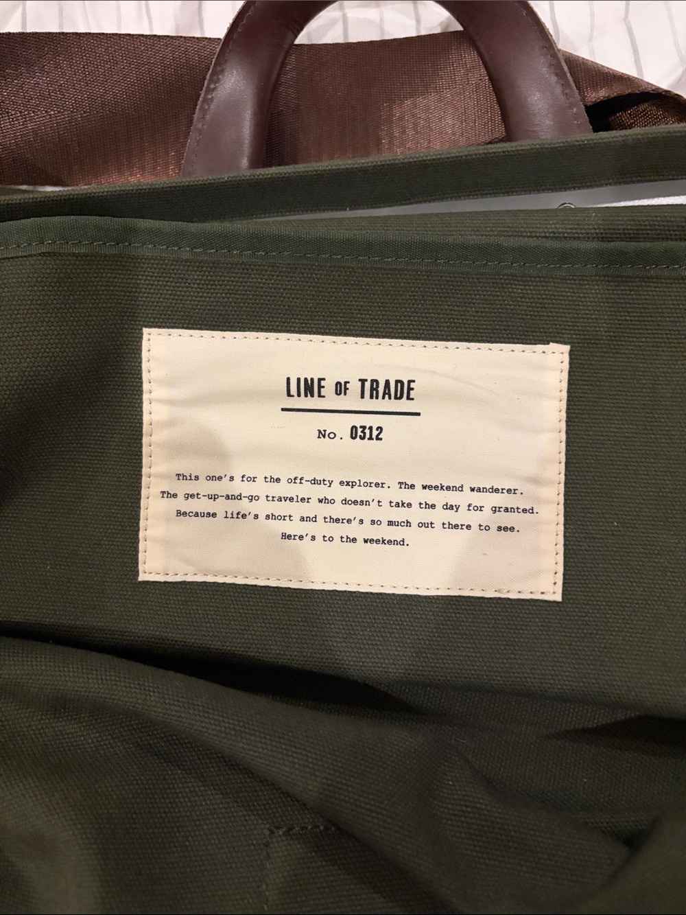 Classic Dark Green Canvas Duffel with Brown Leather Accents - Picture 9 of 11